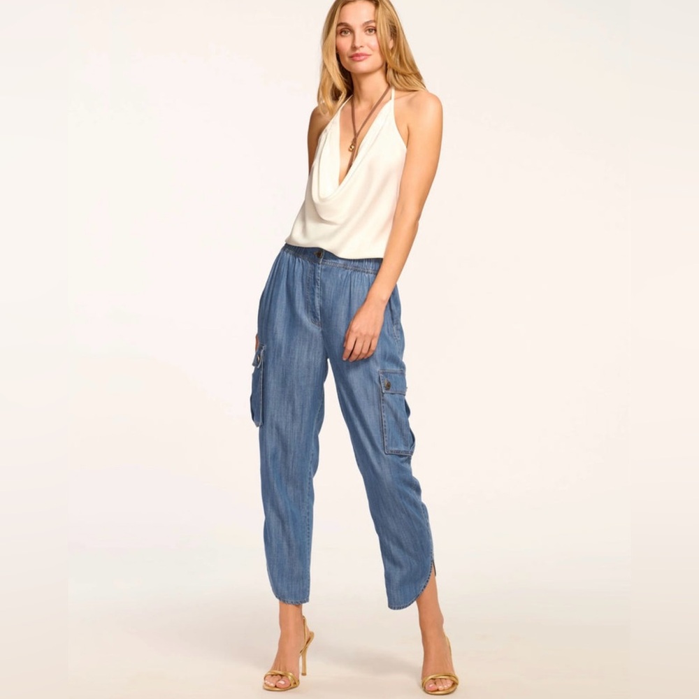 Ramy Brook Huc Chambray Cargo Joggers Size Small